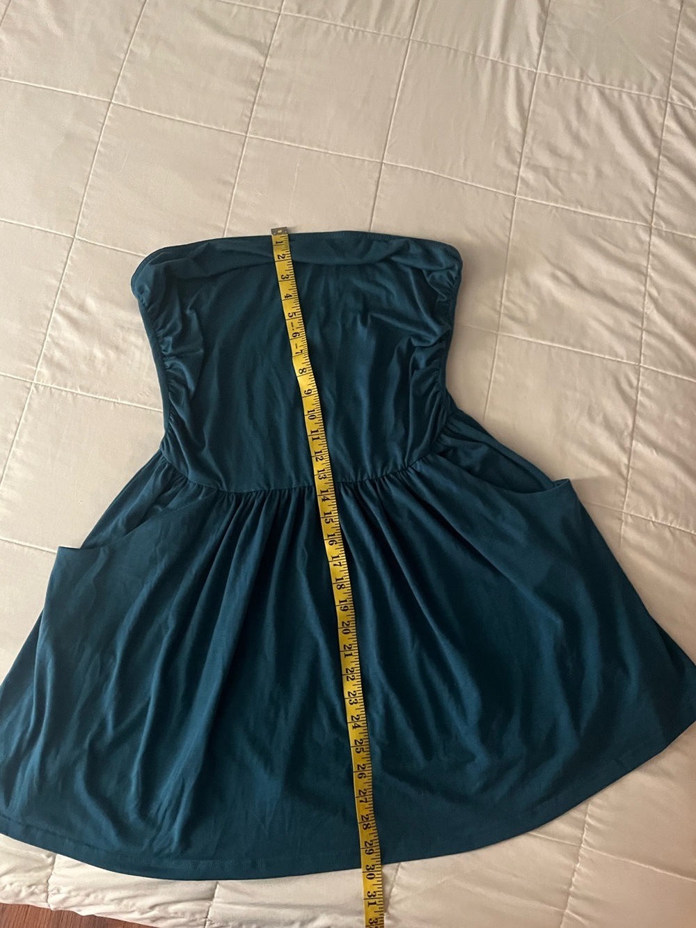 CUPSHE Aqua Ruched Jersey Tube Dress Size Large - Picture 7 of 10